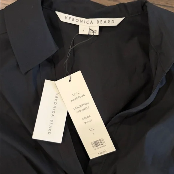 NWT Veronica Beard Cita Black Ruched Shirtdress Sz 4 - Picture 9 of 13